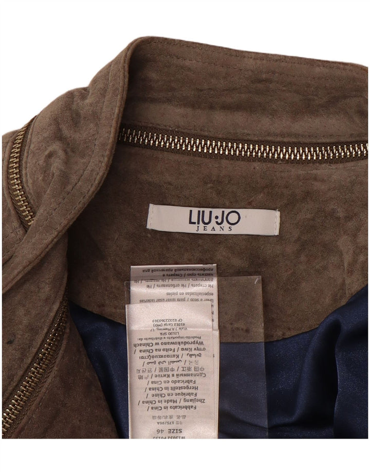 LIU JO Ženska biciklistička jakna od brušene kože IT 46, velika bež koža