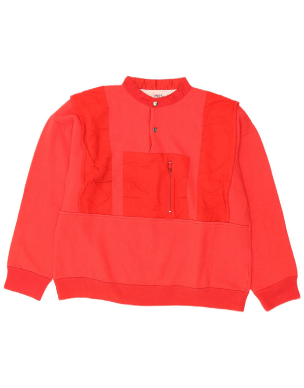 VINTAGE Ženska majica s dugmadima i izrezom UK 18 XL, crveni pamuk