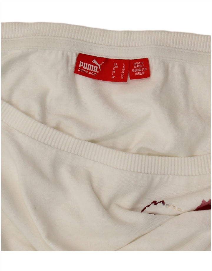 PUMA Ženska majica kratkih rukava s grafičkim motivima UK 14 Srednje bijela