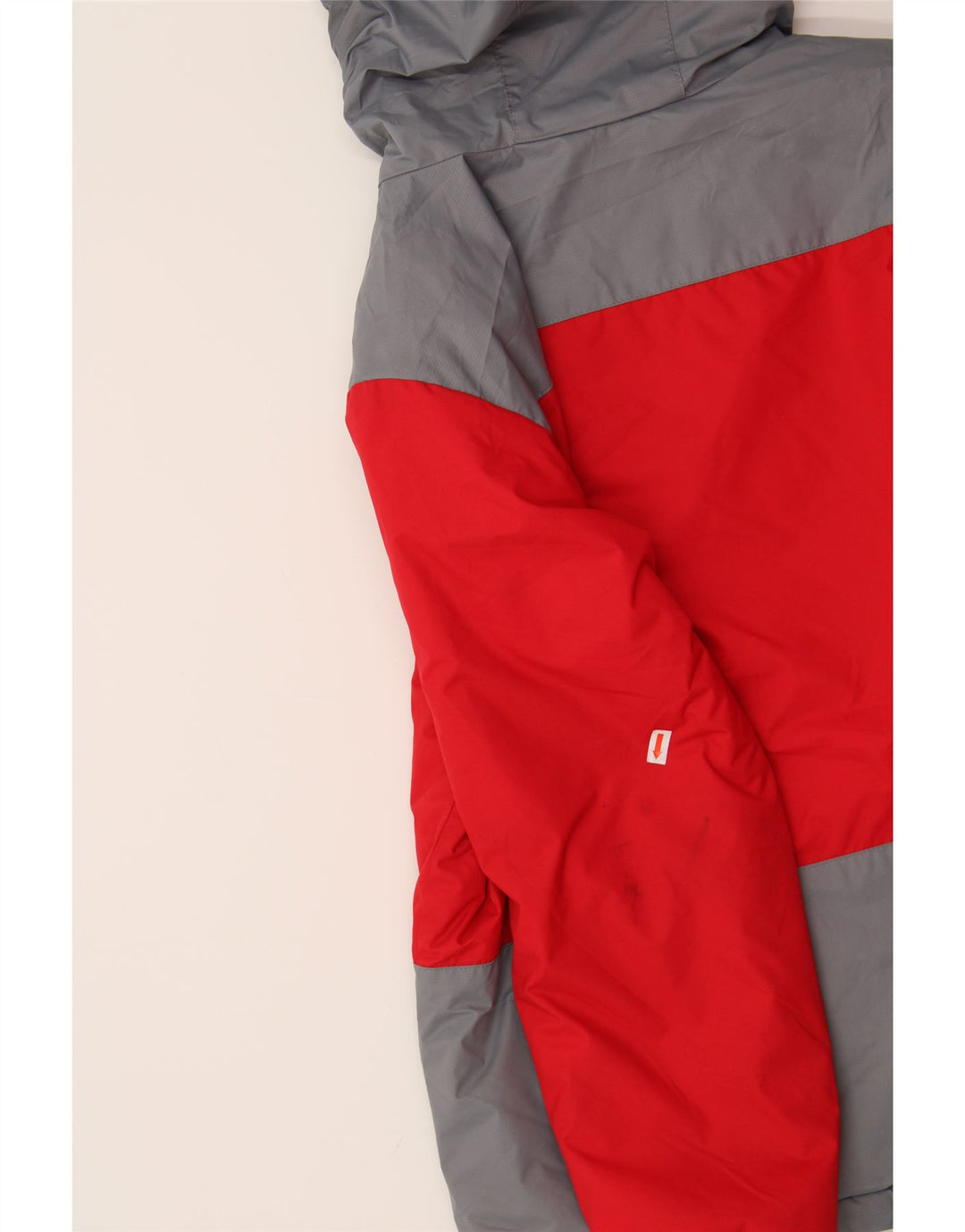 COLUMBIA Boys Hooded Windbreaker Jacket 11-12 Years Medium Red Colourblock Vintage Columbia and Second-Hand Columbia from Messina Hembry 
