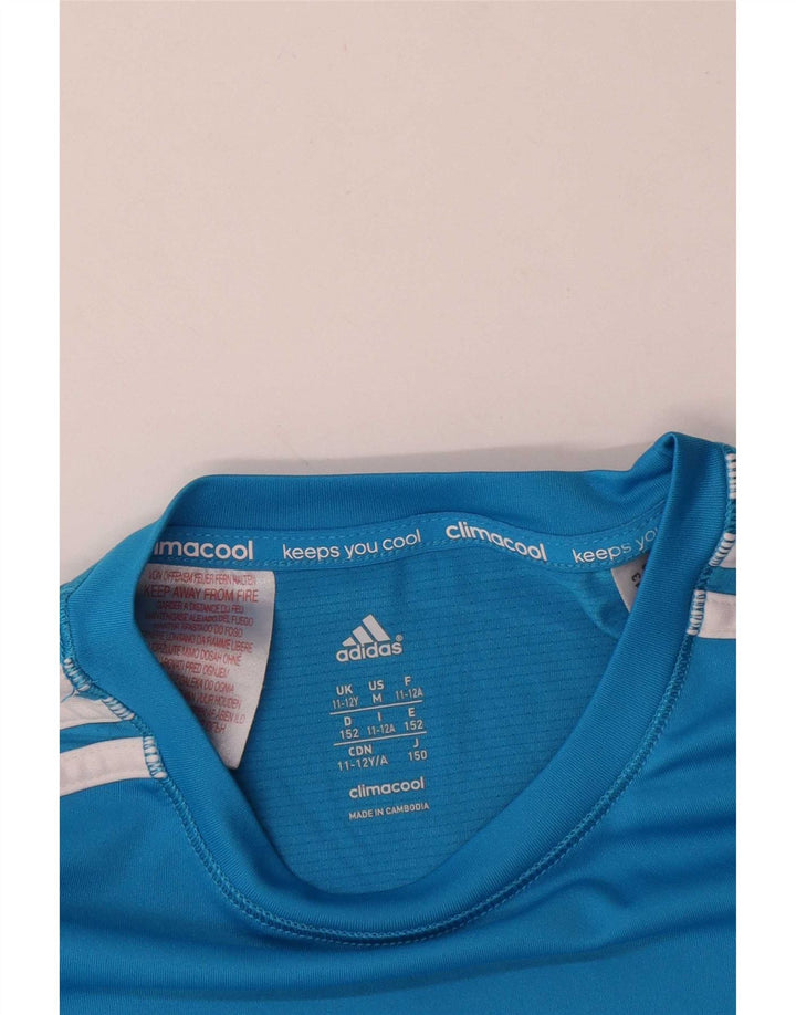Adidas Boys Climacool T-Shirt Top 11-12 Years Blue Poliester