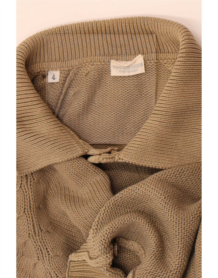 Trussardi muški džemper s polo ovratnikom srednje bež boje