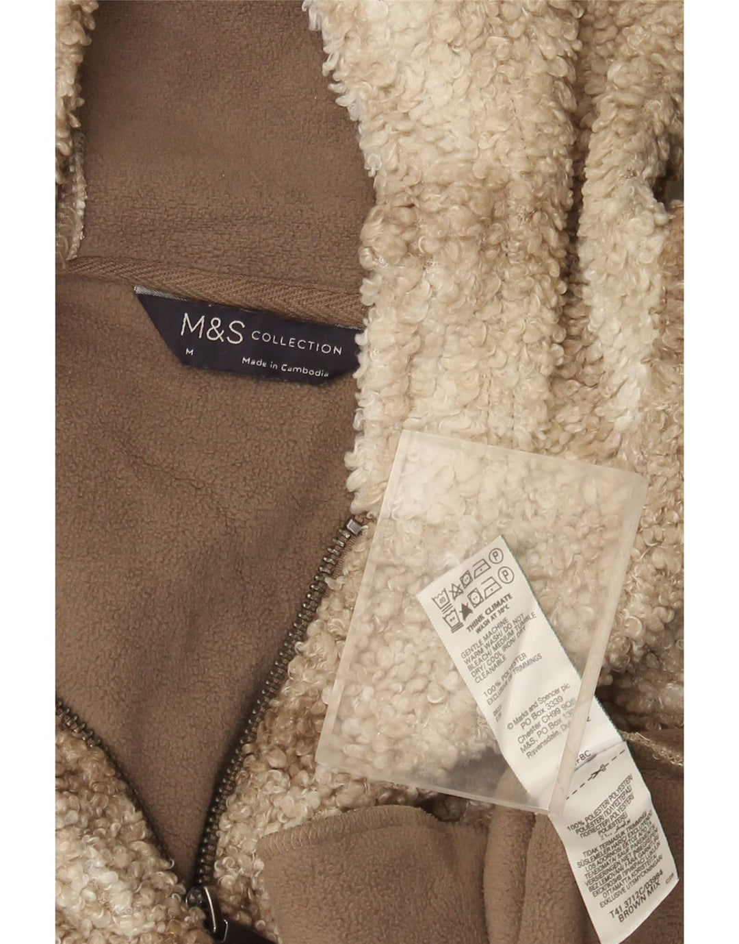 Marks & Spencer ženski flis džemper s patentnim izrezom UK 14 srednje smeđe karirane boje