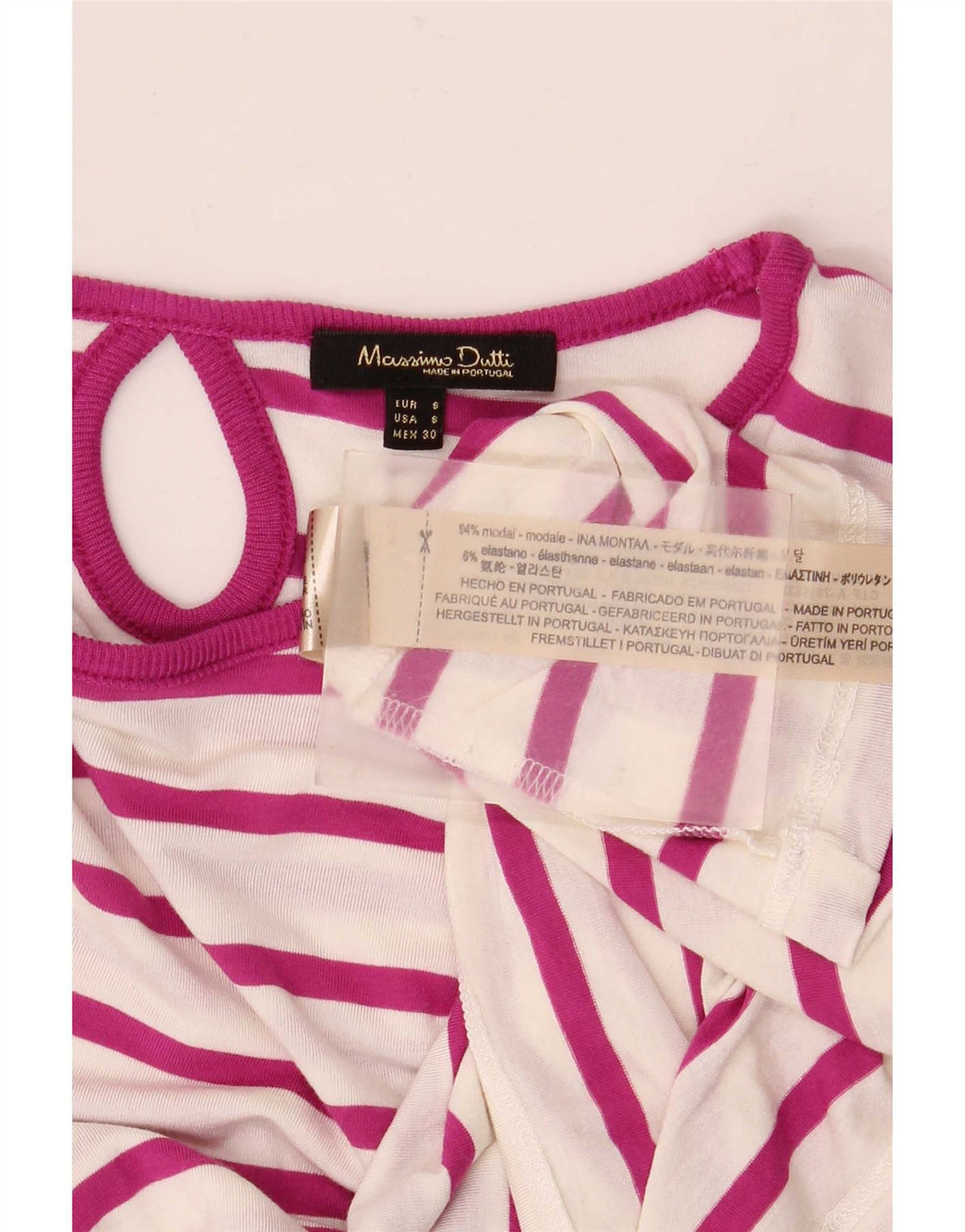 Ženska majica dugih rukava Massimo Dutti UK 10, mali bijeli prugasti modal