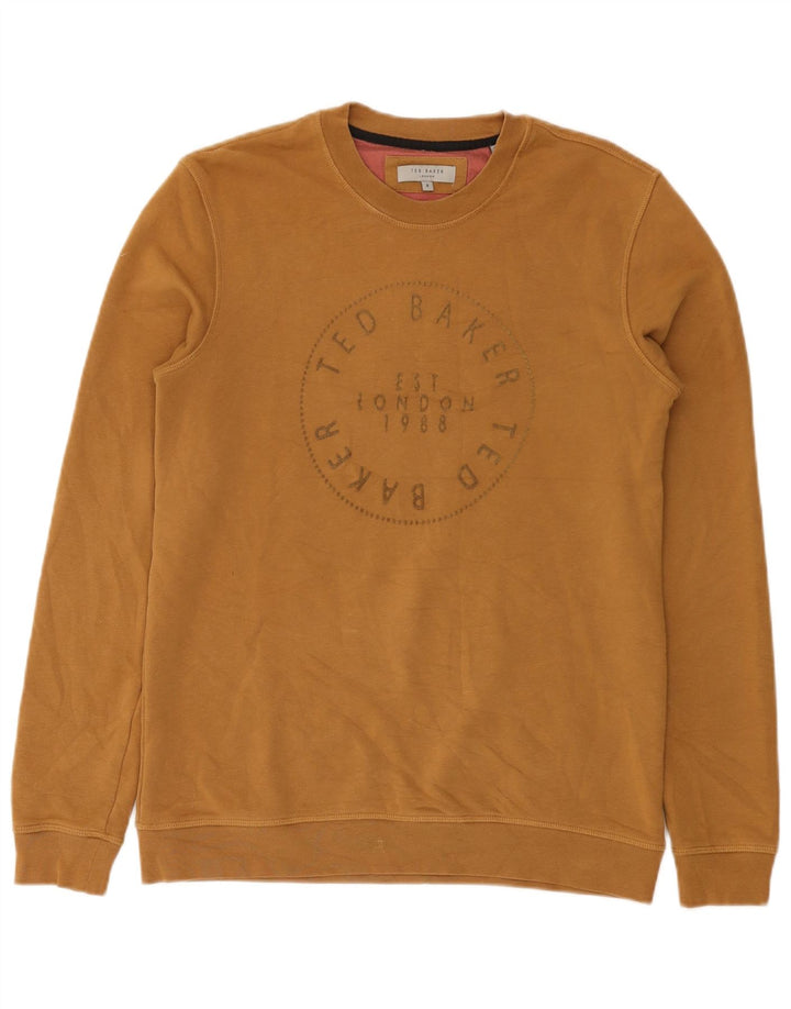 Ted Baker, muški džemper s grafičkim motivima, veličina 2, mali smeđi pamuk