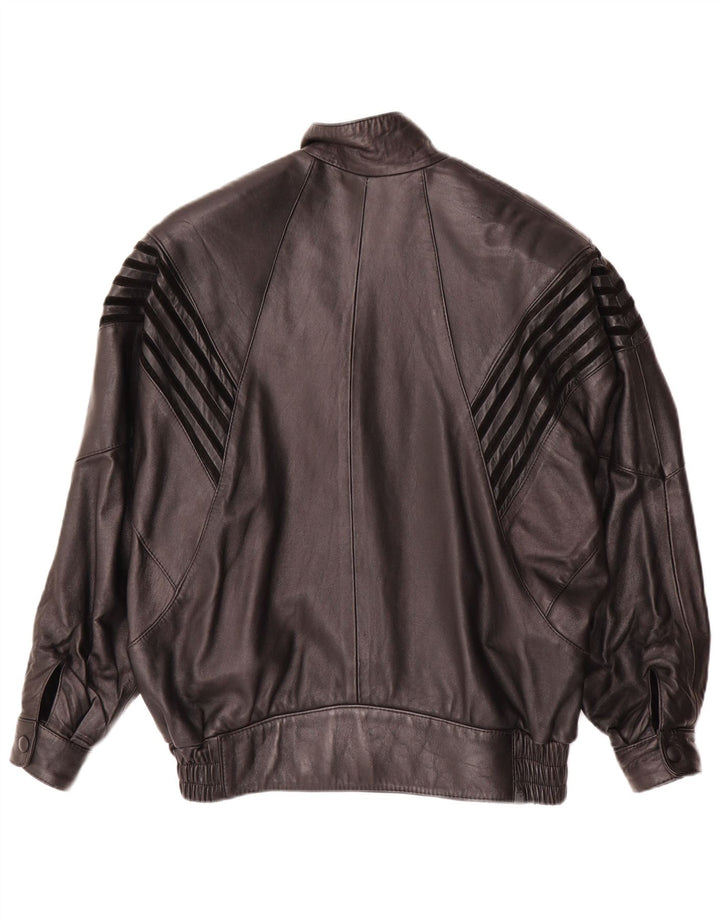 Vintage ženska prevelika kožna jakna EU 38 srednje crne kože