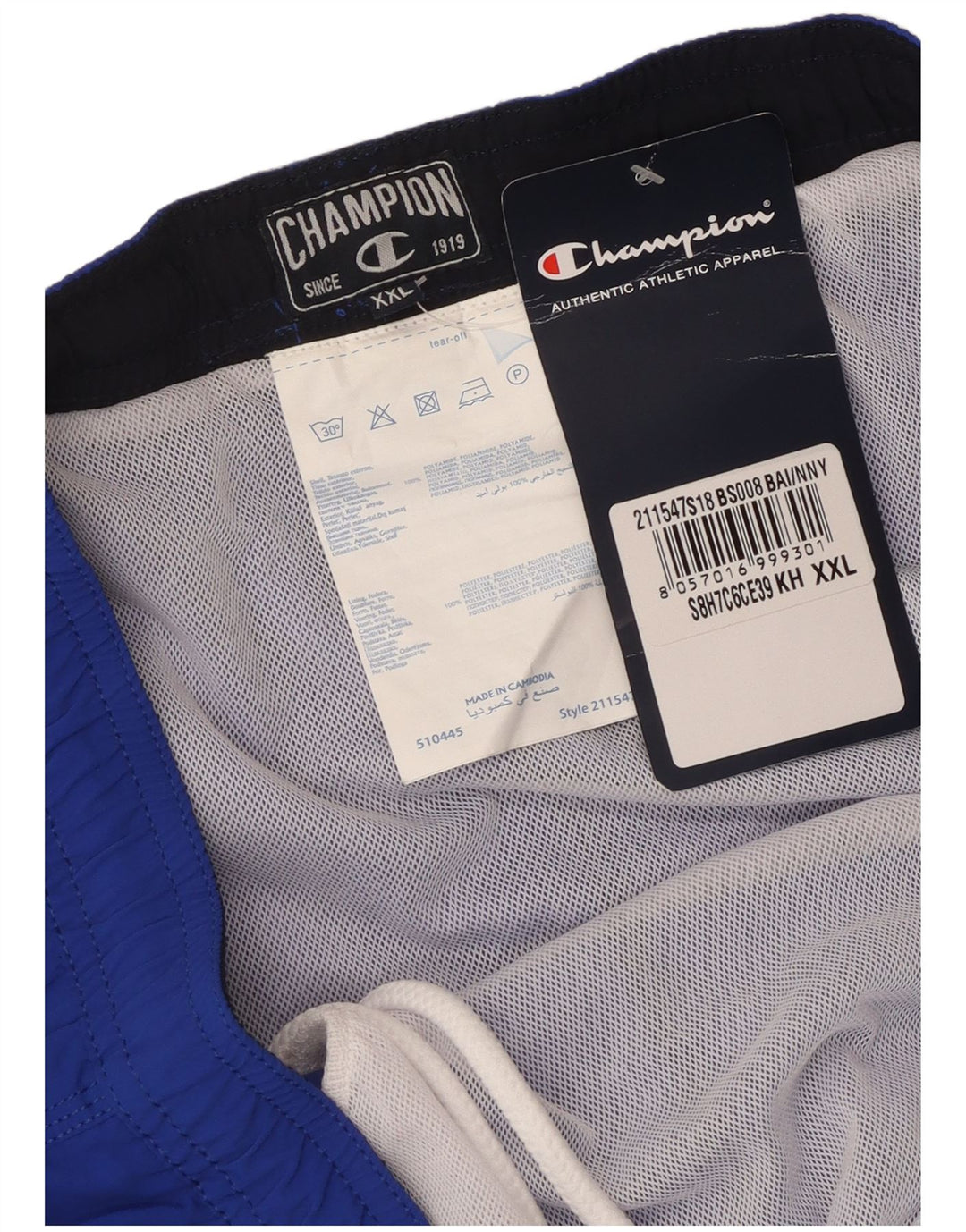 CHAMPION Muške kratke hlače za plivanje s grafičkim motivima 2XL plavi poliester