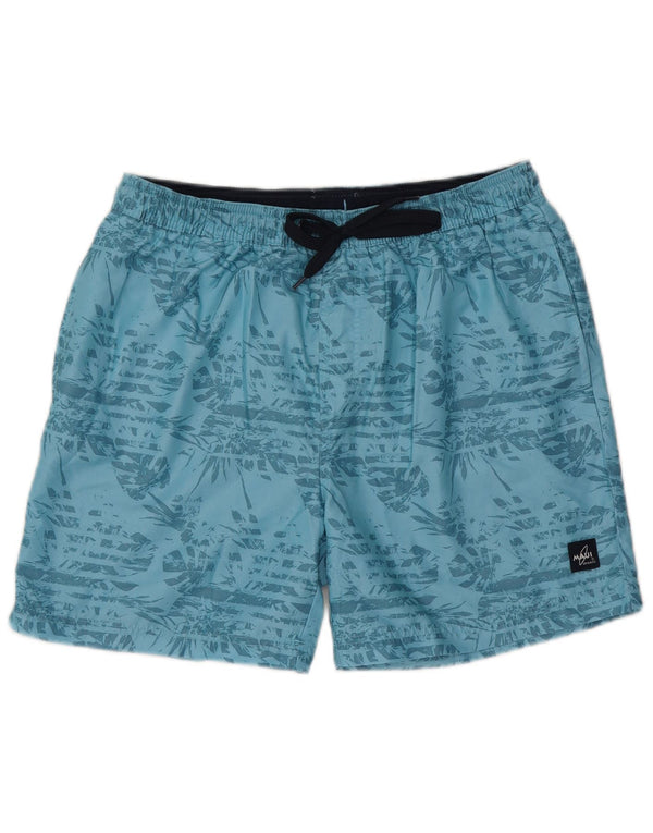 Vintage Mens Swimming Shorts Large Blue Floral Polyester
