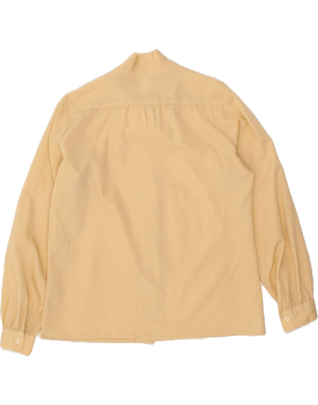 VINTAGE Womens Front Tie Shirt Blouse UK 14 Medium Beige Vintage Vintage and Second-Hand Vintage from Messina Hembry 