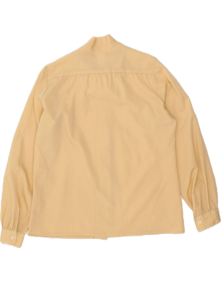 VINTAGE Womens Front Tie Shirt Blouse UK 14 Medium Beige Vintage Vintage and Second-Hand Vintage from Messina Hembry 