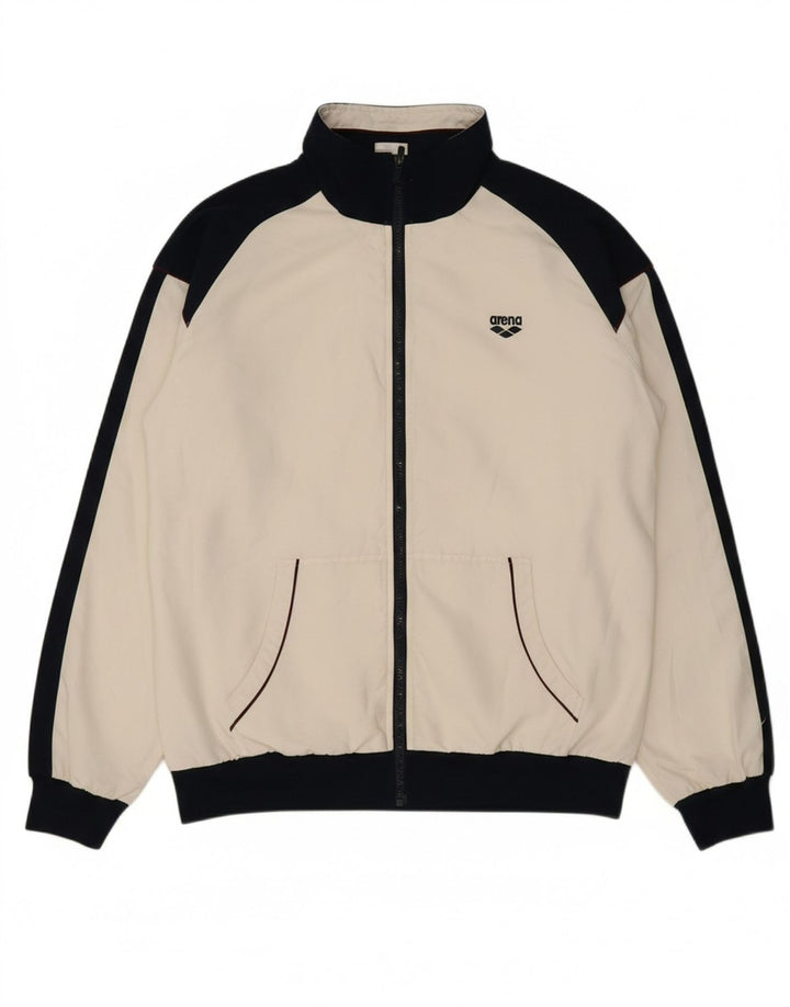 ARENA Mens Tracksuit Top Jacket Medium Off White Colourblock Vintage Arena and Second-Hand Arena from Messina Hembry 