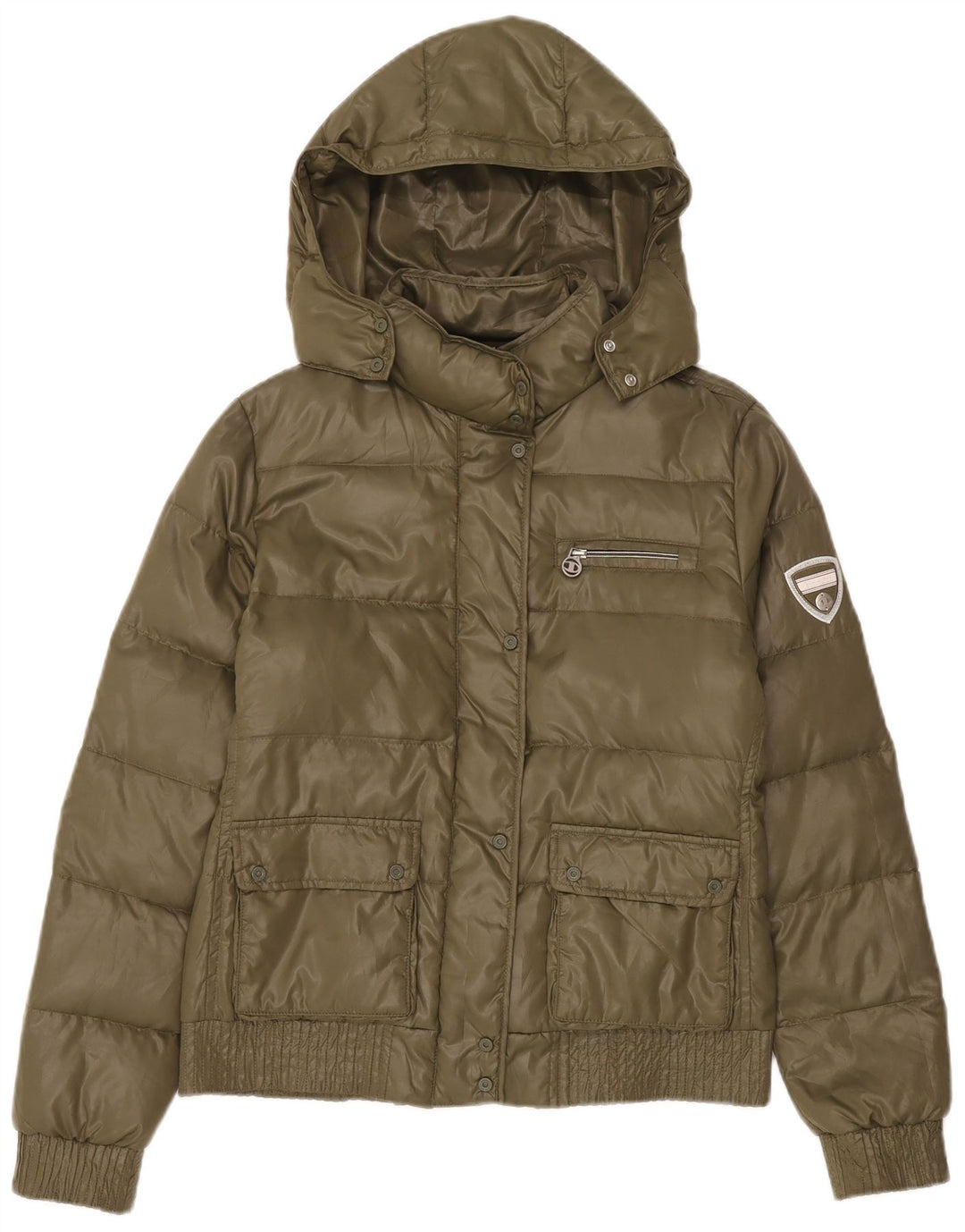 Champion ženska podstavljena jakna s kapuljačom UK 14 srednji kaki poliester