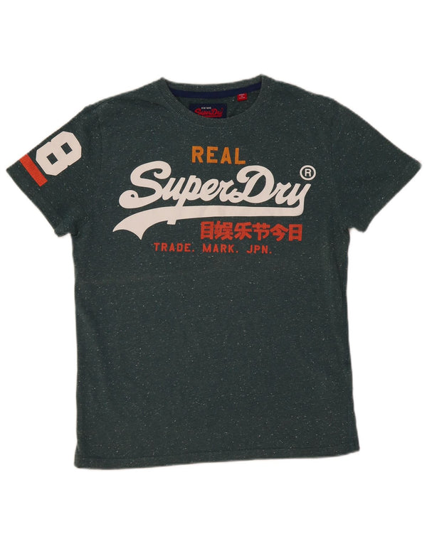 SUPERDRY muška majica kratkih rukava s grafičkim motivima, srednji zeleni flekasti pamuk