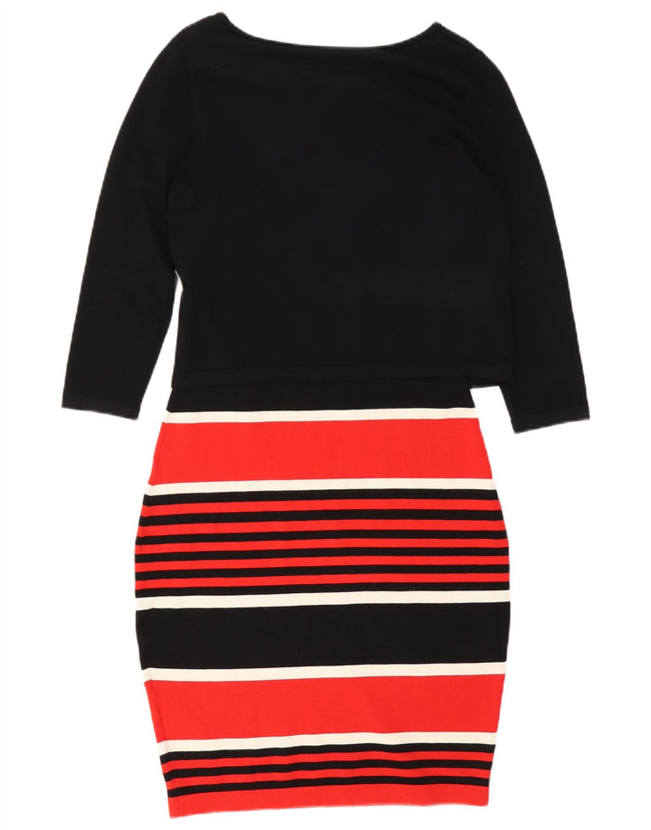 PHASE EIGHT Ženska džemper haljina 3/4 rukava UK 10 Mala crna na pruge