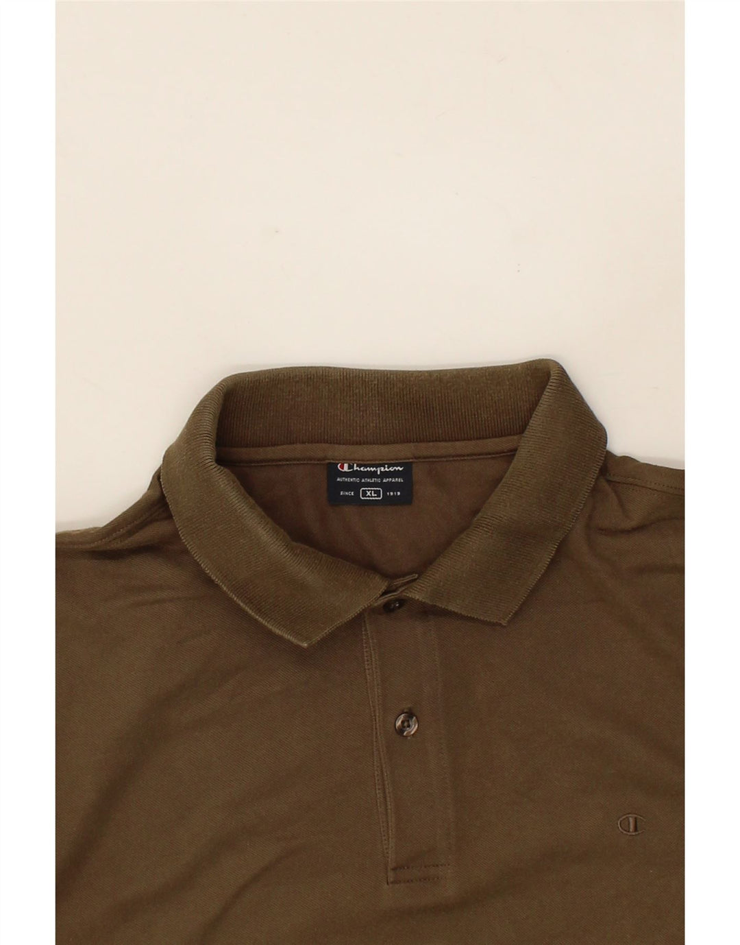 CHAMPION Mens Polo Shirt XL Khaki Cotton Vintage Champion and Second-Hand Champion from Messina Hembry 