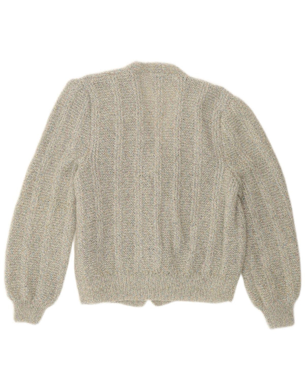 Vintage ženski kardigan pulover UK 14 Retro srednje zelene mrlje