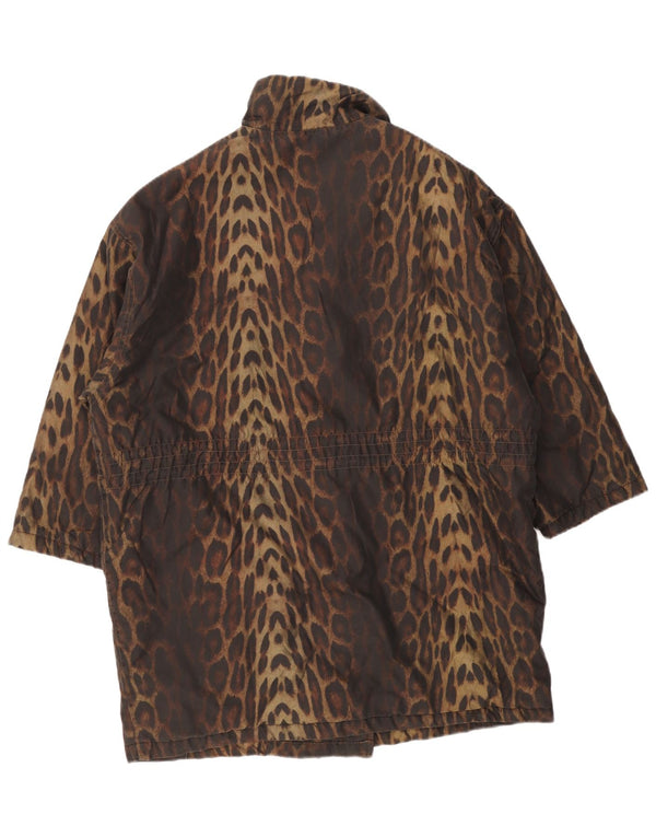 Preca Womens Oversized Double Breasted Coat IT 42 Medium Brown Animal Print
