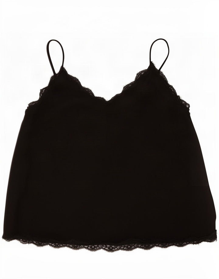 Zara ženski kratki Cami Top UK 16 Veliki crni poliester