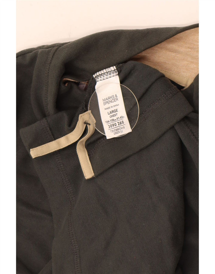 Marks & Spencer muška plava Harbor majica s izrezom i dugim rukavima, velika zelena