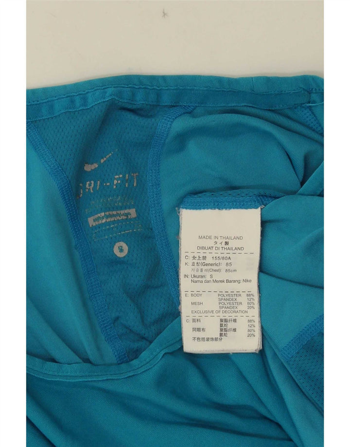 Nike Dri Fit T-Shirt Top UK 10 Mali plavi poliester