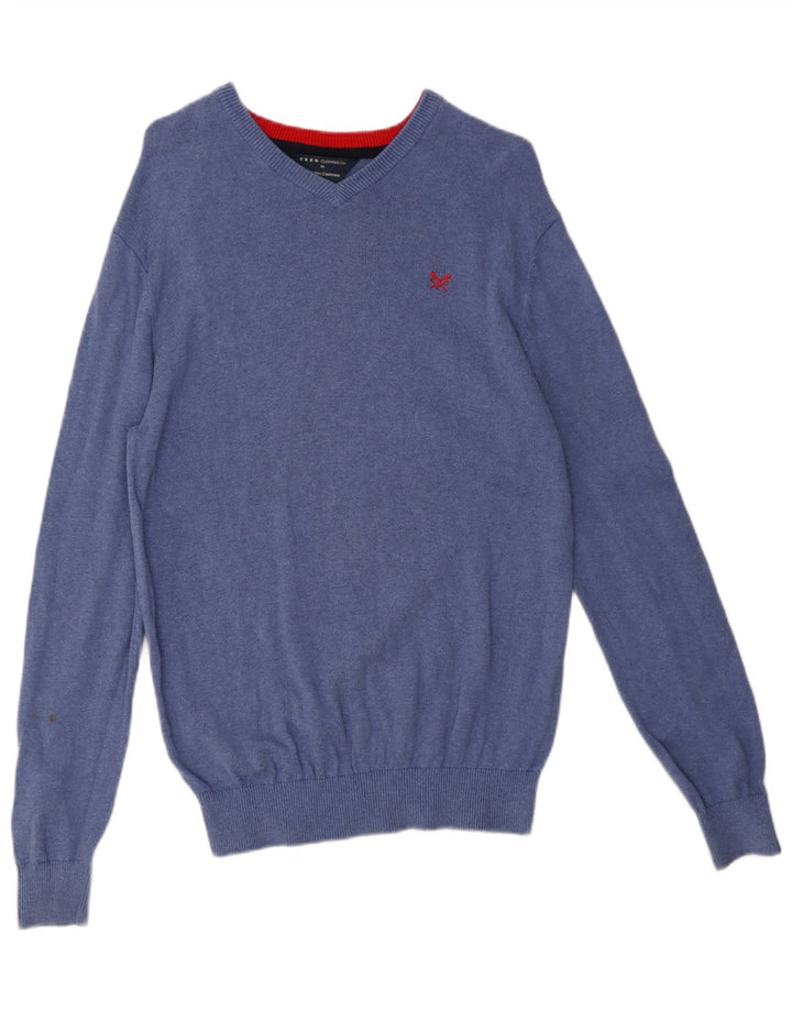 Crew Clothing Muški džemper s V-izrezom Srednje plavi pamuk