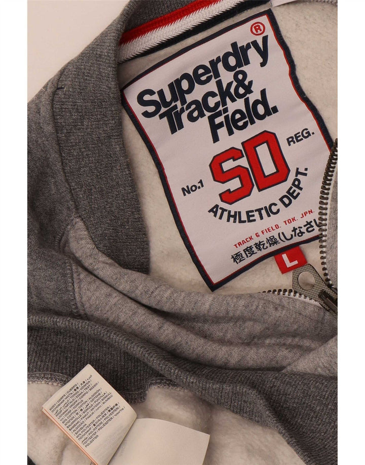Superdry muška gornja jakna trenirke s grafičkim motivima, veliki pamuk u sivoj boji