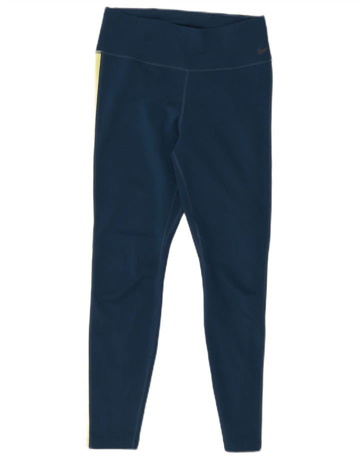 NIKE Ženske Dri Fit Graphic Leggings UK 8 Small Blue Polyester