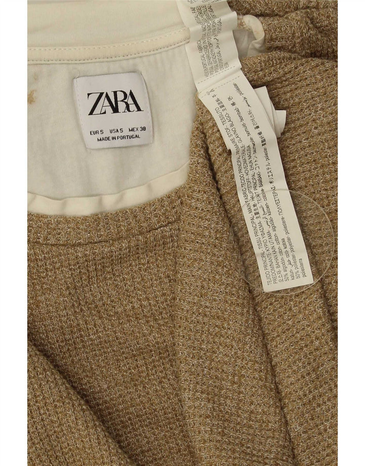 Zara muška majica dugih rukava mala, bež pamuk