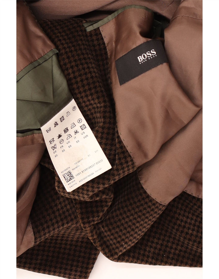 Hugo Boss muška jakna sa 2 gumba EU 50 velika smeđa viskoza s houndstooth-om