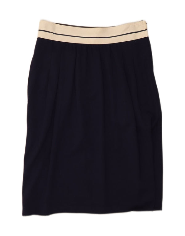Ferretti Studio Womens Straight Skirt UK 12 Medium W26 Navy Blue Rayon