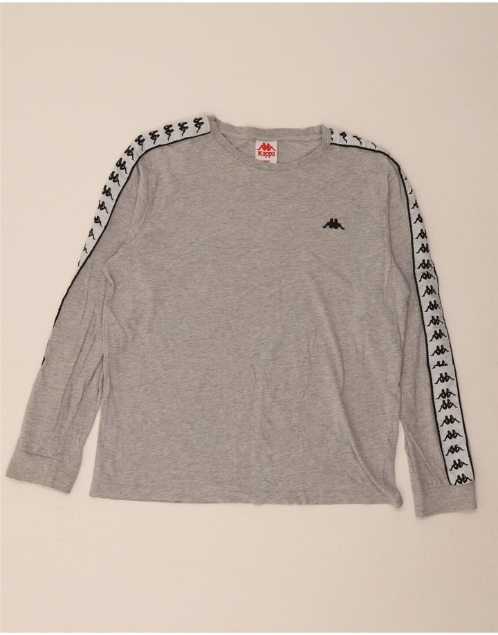KAPPA muška majica dugih rukava s grafikama, veliki sivi pamuk u blokovima boja