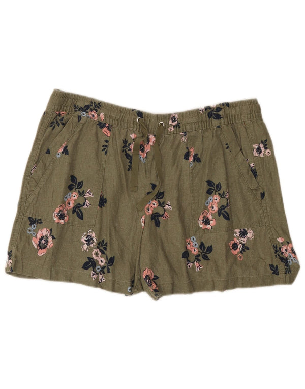 Nautica Womens Shorts Large W34 Green Floral Linen