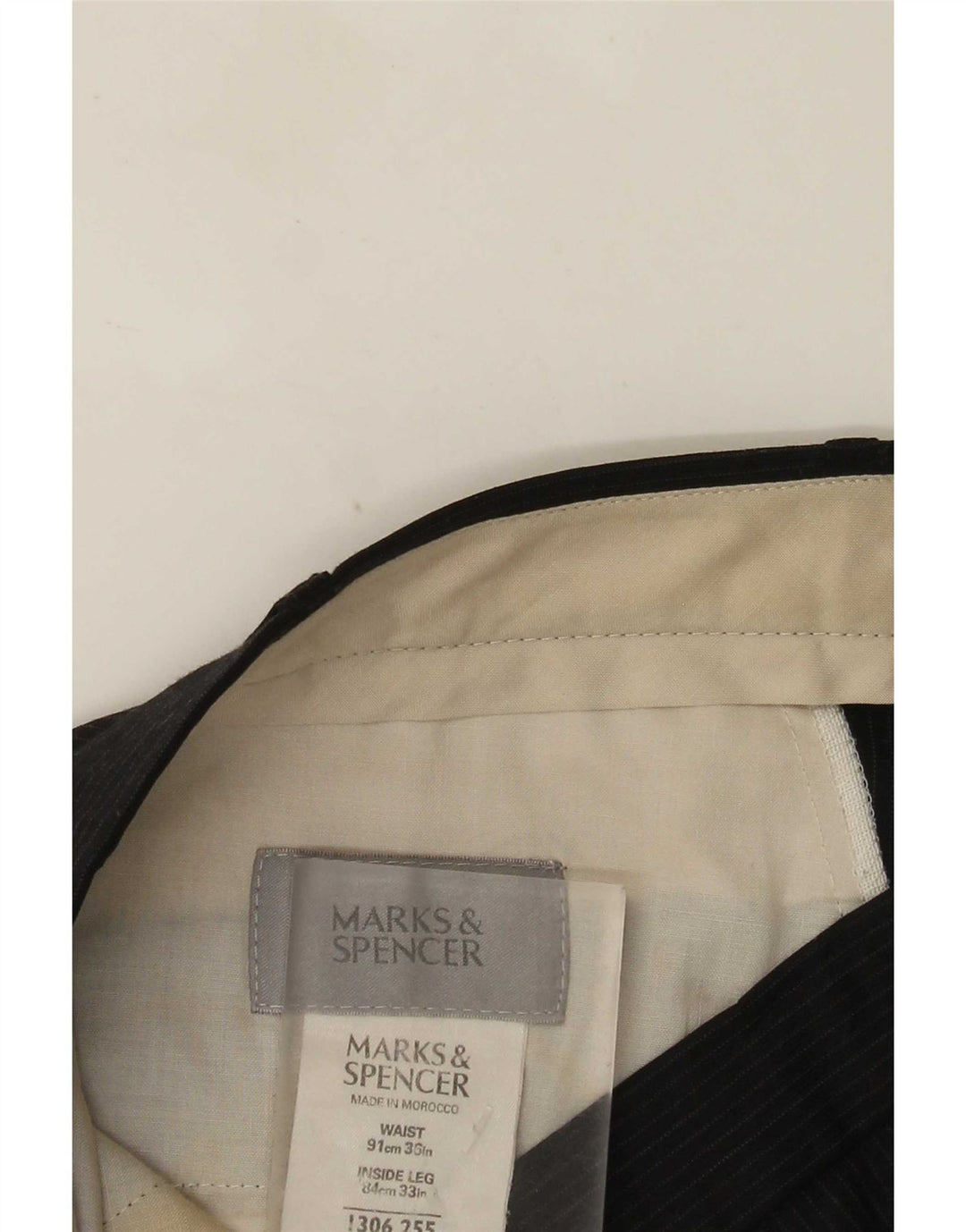 Marks & Spencer muške hlače s štipaljkama W36 L33 poliester s crnim prugama