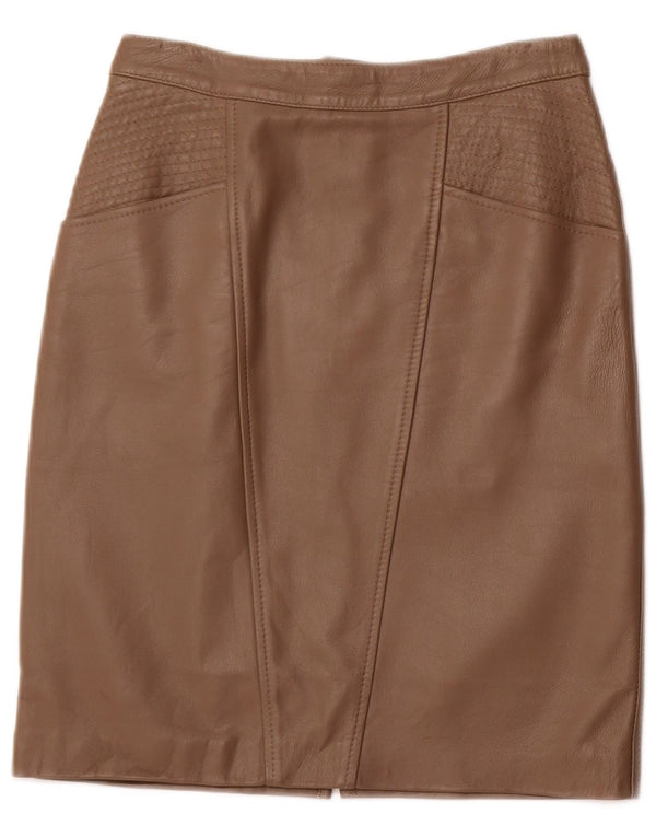 VINTAGE ženska kožna suknja visokog struka IT 42 Srednje W26 smeđa koža