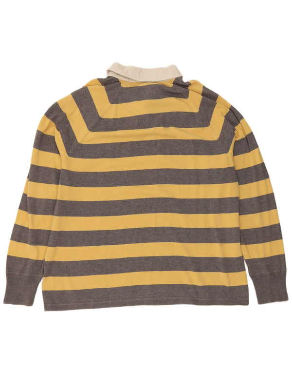 Gap Mens Long Sleeve Rugby Polo Shirt 2XL Yellow Striped Cotton
