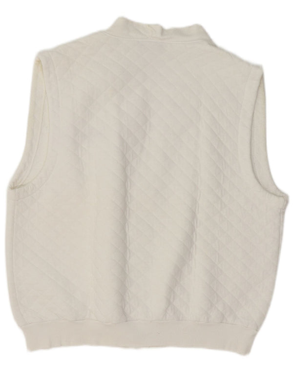 Reebok Mens Graphic Sleeveless Cardigan Sweater Large White Cotton