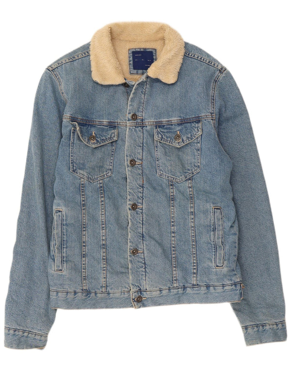 Zara Mens Sherpa traper jakna UK 40 Large Blue Cotton