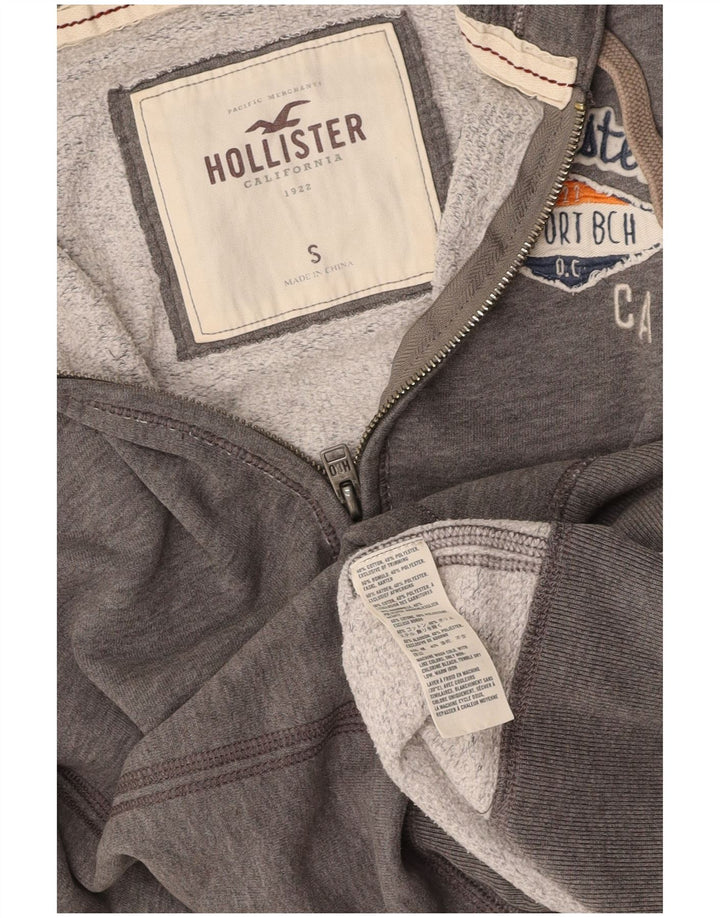 HOLLISTER Ženska majica s kapuljačom s grafičkim patentnim zatvaračem UK 10 Mali sivi pamuk