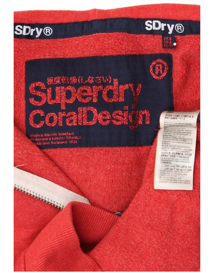SUPERDRY ženski pulover s kapuljačom s patentnim zatvaračem UK 8 Mali narančasti pamuk