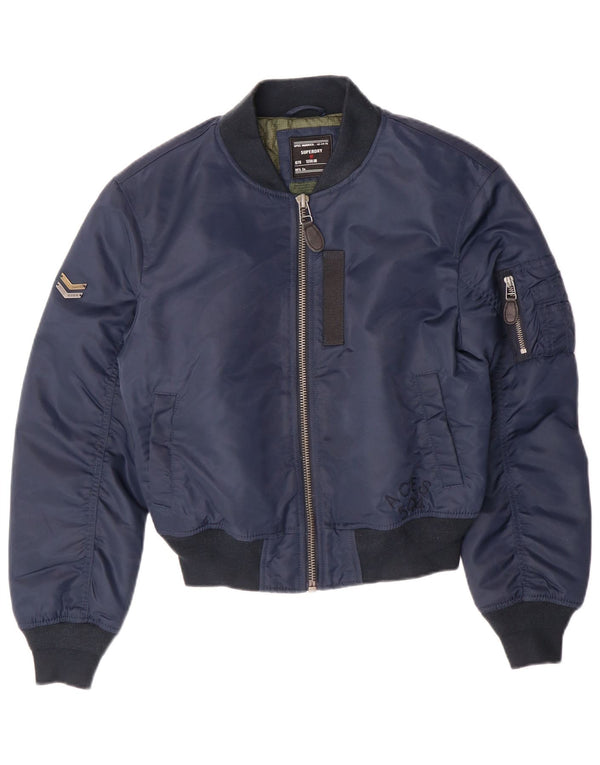 Superdry ženska bomber jakna UK 6 XS tamnoplava najlonska vojska