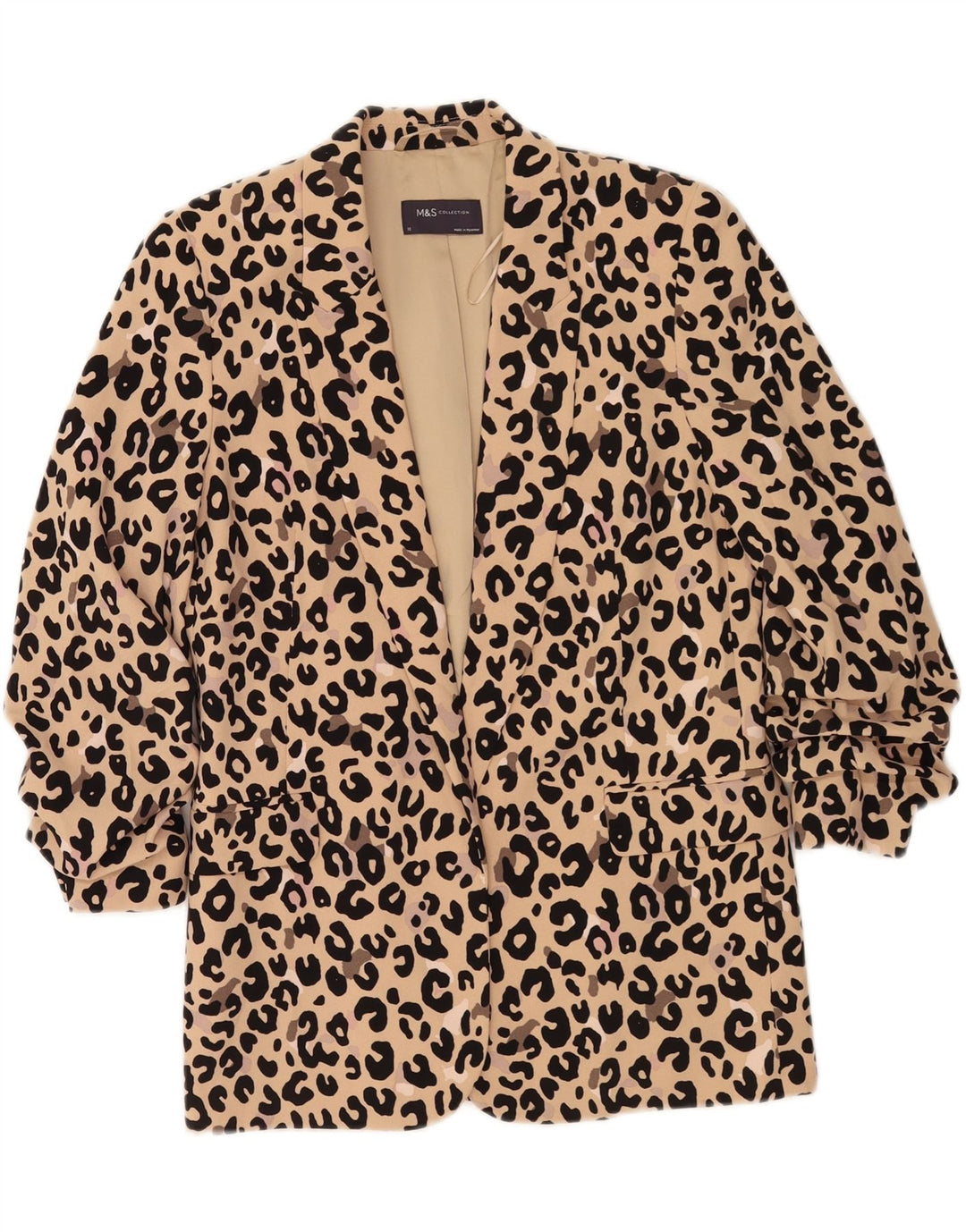 Marks & Spencer ženska prekomjerna jakna s 3/4 rukavima UK 10 Small Beige