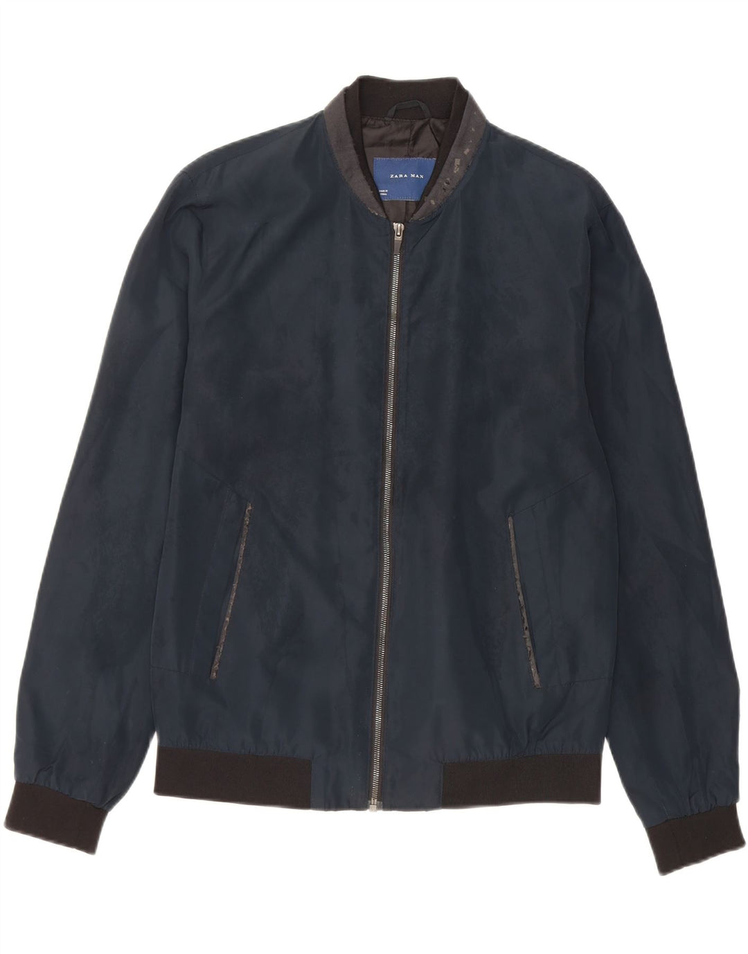 Zara muška bomber jakna UK 40 veliki tamnoplavi poliester