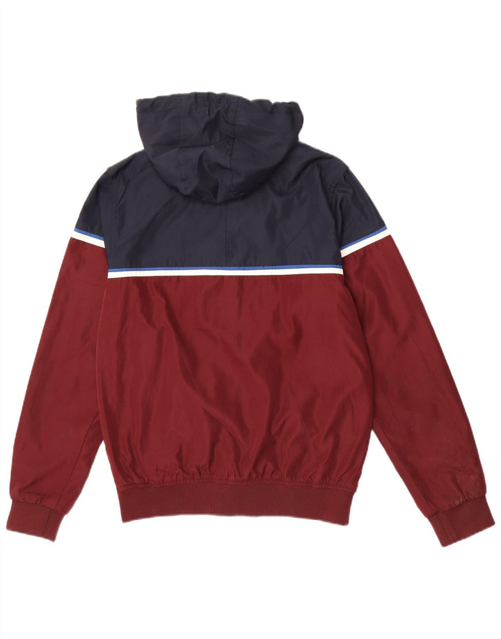 LE SHARK Mens Zip Hoodie Sweater Small Red Colourblock Polyester