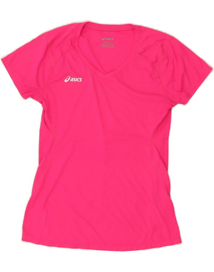 ASICS Womens T-Shirt Top UK 14 Large Pink Polyester Vintage Asics and Second-Hand Asics from Messina Hembry 