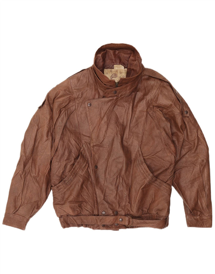 VINTAGE muška kožna jakna IT 52 XL smeđa