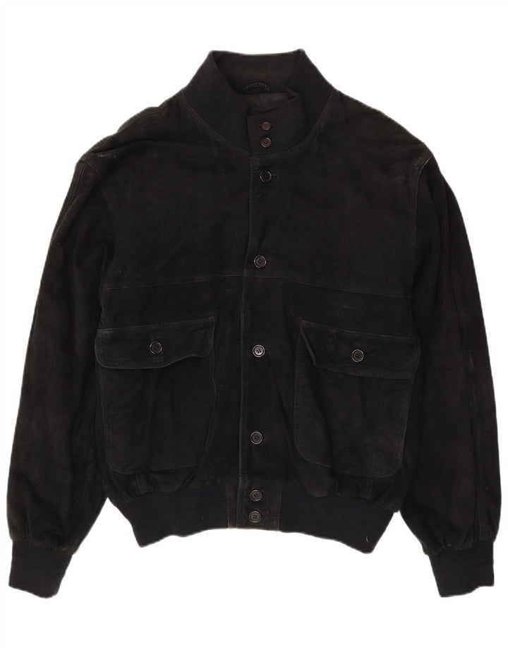 Vintage muška bomber jakna od brušene kože UK 40 velika crna kožna