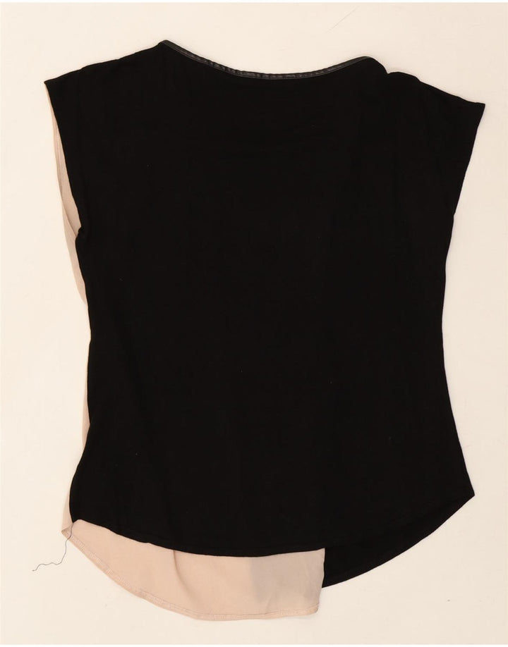 OASIS Womens Asymmetric Blouse Top UK 10 Small Black Colourblock Viscose Vintage Oasis and Second-Hand Oasis from Messina Hembry 