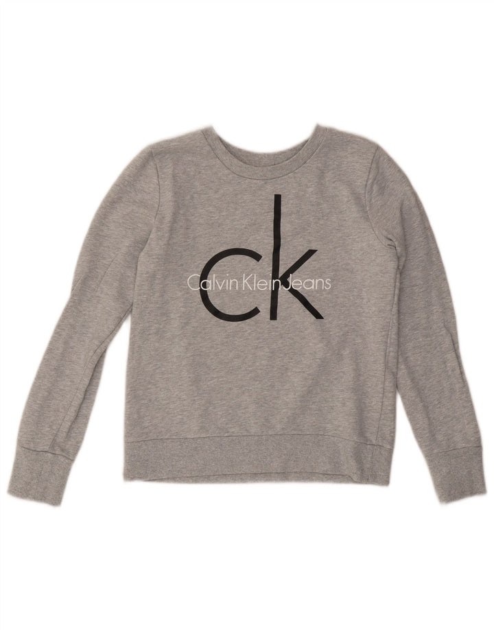CALVIN KLEIN JEANS Ženski kratki džemper s grafičkim motivima UK 10 Small Gray