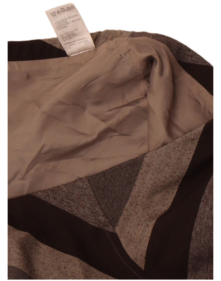 Marks & Spencer ženska midi suknja UK 16 Large W34 smeđi prugasti poliester