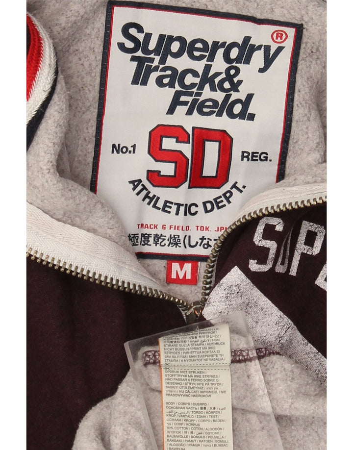 Superdry muški pulover s kapuljačom s patentnim zatvaračem, srednji tamnocrveni pamuk